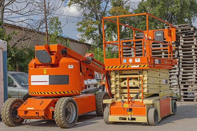 heavy-duty forklift maneuvering through a busy warehouse in Rolling Hills CA